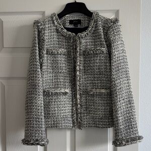 J. Crew Women's Black and White Tweed Blazer